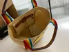 Anya Bag Gialla faccina sorridente tela pelle bovina colore arcobaleno Tote borsa da spiaggia tote borsa a mano borsa griffata borse a tracolla di lusso borsa a tracolla da donna