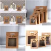 ギフトラップ12pcs Kraft Paper Bags with pvc Window Portable Packagingバッグ