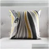 Cuscino/cuscino decorativo Cuscino stile scandinavo Er Home Decor Decorativo geometrico Ers Zebra Federe per cuscini Giallo Grigio Pillola Dh5Br