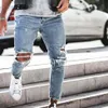 Vertvie Mężczyźni podarte dżinsy swobodne chude dżins zniszczony dziura Slim Fit Denim Spodnie Męskie kostki dżins dżins dżinsowy streetwear2841