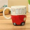 UPS Tassen 40 teile/los Mode Cartoon Doppel Bus Hand Malerei Retro Keramik Tasse Kaffee Milch Tee Becher Drink Novetly geschenke JJ 9,13