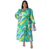 Robes grande taille WSFEC L-4XL 2023 automne femmes vêtements mode impression à manches longues plissé manque ample décontracté robe élégante