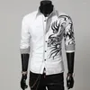 Erkekler Sıradan Gömlekler 2023 Sonbahar Desen Gömlek Moda Baskı Gevşek Fit Üst Trend Ropa Giysileri Erkekler