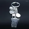 Keychains Tassel Crystal Stainless Steel Key Chains For Women Black Enamel Jewelry Gift Llaveros Para Mujer K77774S07