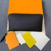 Mode kvinnliga plånbok pu läder plånbok singel blixtlås plånböcker dam damer lång klassisk handväska med kort 60017 orange låda