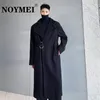 Men's Trench Coats NOYMEI Ascetic Line Zone Design Woolen Overcoat 2023 Autumn Winter Black Fashion Korean Style Male Windbreaker WA2561 230912