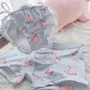 Underpants 2pcs Thread Cotton Couples Panties Men Boxers Women Lace Up Briefs Sexy Cute Underwear