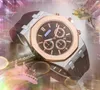 Med skruv i stora bokstäver Automatisk datum Män tittar lyx Japan Quartz Movement Clock rostfritt stål Rummiband Set Auger Chronograph Wristwatch Relogio Masculino