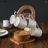 Mugs European Coffee Cup And Saucer With Rack Set Simple Ceramic Afternoon Nordic Tea Espresso Mark Creative 6 Piece