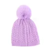 Autumn Winter Kids Cable Knit Beanie Baby Hat Solid Color Girls Boys Cap Warm Knitted Kids Cute Pompom Children Elastic Caps