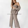 Damen-Schlaflounge, Damen-Nachtwäsche, gestrickt, Damen-Nachtwäsche, 3-teiliges Set, Ärmel-Pyjamas, weiblich, Spaghetti-Träger, bauchfreies Top, Sommer-Hosenanzüge, sexy Pyjamas, L230913