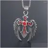 Pendant Necklaces Miqiao Stainless Steel Titanium Red Zircon Gothic Eagle Vintage Collar Chains Necklace For Men Women Jewelry Gift Dr Dhejo