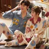 Women's Sleep Lounge NIGHTWA Couple Pajamas Set Autumn Cardigan Pyjamas Women and Men Pajamas Long Sleeve Sleepwear Family Pijama Cute Lounge Pijama 201113L230913