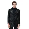 Men's Leather Faux 2023 Autumn Winter Vintage Design Print Jackets Trench Male Business Classic Slim Fit PU Suits Blazers Coats 230912