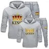 Survêtements pour hommes Hommes et femmes Lover Couples Sportwear Set Crown Imprimer Sweat à capuche SweatPantalon Costume Sweat à capuche Pantalon Streetwear