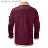 Herren Pelz Kunstpelz Herren Kapuzenpullover Herren Sweatshirts Herren Wintermantel Reverskragen Langarm gepolsterte Lederjacke Vintage verdicktes Schaffell Große Herren L230913