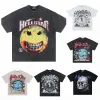 Hellstar 셔츠 디자이너 셔츠 남자 Plus Tees Hellstar T 셔츠 래퍼 세척 회색 무거운 공예 유니에 렉스 짧은 슬리브 Tshirts Tops High Street