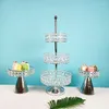 Bakeware Tools 1pcs Metal Square Crystal Silver Cake Stand Tall Paper Cup Wedding Decoration