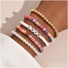 Bracelets de charme Colorf Lettre d'amour empilable pour femmes Argile douce Y Superposition de perles d'amitié Bracelet Boho Bijoux Cadeau Drop Deliv Dhsvd