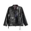 Manteau en cuir pour hommes et femmes, veste de moto en relief, outillage de gaufrage, multi-poches, couple M L XL