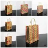 Julpresentpåsar med handtag tryckt Kraft Paper Bag Kids Party Favors Box Box Christmas Decoration Home Xmas Cake Candy Bag grossist