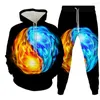 Survêtements pour hommes Phoenix et Taiji impression 3D col rond ensembles de survêtement sweat à capuche décontracté pantalon 2 pièces pull surdimensionné vêtements pour hommes