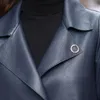 Veste en cuir véritable pour femme, manteau Long et ample, en peau de mouton véritable, à la mode, automne-hiver, Wo2023