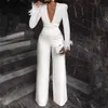 Women's Jumpsuits Rompers Women's Jumpsuits Rompers White Deep V Neck Long Sleeve Skinny Sexy Tigh Club Party Lady Fashion BodysuitsWomen's L230913