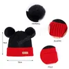 Version coréenne enfants Micky Ball chapeau de laine enfants Double Pom tricot bonnet bébé mignon chapeau de noël tout Match chapeau chaud doux casquette chaude