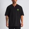 Herr t-skjortor sommar enkel och mångsidig grafisk lös axel längd överdimensionerad sport v-ringning bomulls andning t-shirt
