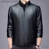 Men's Fur Faux Fur Stand Collar Leather Jackets Mens Large Size Black Bomber Coats Faux Imitation Leather Moto Jackets Zipper 2022 New Undefined T220728 L230913