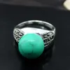 Clusterringen Groothandel Goede Zeldzame 8mm Groene Turquoise Kralen Marcasiet 925 Sterling Zilveren Ring #7/8/9/10 Fijne Damessieraden Echt