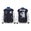 Varsity jacka mens designer jackor läder ärm lapptäcke män kvinnor baseball mörkblå jacka broderi hip hop rock streetwear us size