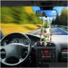 Car Mounted Rearview Mirror Simation Green Apple Potted Decoration Plant Cloghet Hanging Basket For W3D1 Drop Delivery Dhx7G