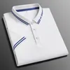 Polos masculinos 2023 verão respirável camisas de luxo algodão bordado negócios manga curta topo camisa polo para homens casual formal 230912