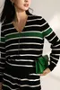 Women's Tracksuits Autumn Classic Black And White Stripes Slimming Comfortable Knitted Casual Suit Women