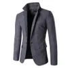 Veste Blazer pour hommes, manteau de Sport à chevrons, costume de dîner formel intelligent en coton, coupe cintrée à un bouton, revers cranté, manteau décontracté Coffe2765