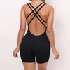 Actieve shorts Sport Jumpsuit Gym Set Dames Sexy Backlesss Mouwloos Top Fitness Korte Push Up Yoga Body Legging Workout Kleding Voor