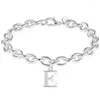 Länkarmband 925 S Sterling Silver Armband Fashion Jewelry Unikt brev A till Bangles Charm för kvinnor män flickor fest tillbehör