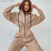 Jumpsuits voor dames Rompertjes Jumpsuits voor dames Athleisure Jumpsuit met capuchon voor dames Eendelige set Rompertjes Trainingspak Sportkleding voor dames L230913