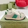 Screener sneakers med kristaller män kvinnor skor beige och ebenholts duk rosa och grön vintage web Italy sko smutsig läder snörning tennis sko låg hög tränare 05