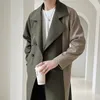 Men's Trench Coats FEWQ Light Mature Highend Medium Length Loose Fitting Korean Fashion Coat Windbreaker 2023 Contrast Male 24X1597 230912