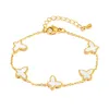 Edelstahl Muschel Einfache Schmetterling Charms Armband Kette Verlängerte Kette Für Frauen Mädchen 6,3 Zoll + 4 cm Gold n1436
