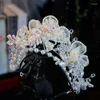 Haarspangen Hochzeit Tiara Perle Kristall Blume Luxus koreanische Mode Braut Krone Diadem Stirnband Zubehör Kopfschmuck Kopfschmuck