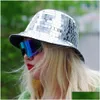 Cappelli a tesa larga Secchiello Glitter Specchio Disco Fl Paillettes Palla per Dj Club Bar Uni Festival Visiera Spiaggia Pescatore 221119 Consegna goccia Fash Dhy6J