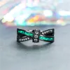 Bröllopsringar Green Fire Opal Cross Ring Inlay White Zircon Engagement for Women Vintage Black Gold Filled CZ Stone Jewelry Band