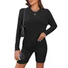 Survêtements pour femmes Femmes Haut à manches longues Cyclisme Shorts Casual Tops en tricot et taille élastique Soft Loose Loungewear