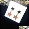 5 Colours Star Pendant Charm Earrings Leather Face Color Cut Up And Down Double-Deck Holiday Gifts Are Simple Elegant Drop Delivery