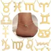 Anklets Mtilayer 12 Constellation Zodiac Anklet Gold Sier Summber Beach Letter Foot Łańc