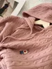 Frauen Hoodies Nette Gestrickte Mit Taschen Zip-up Jacke Herbst Bestickt Bär Pullover Lose Fit Strickjacke 2023 Dame Tops